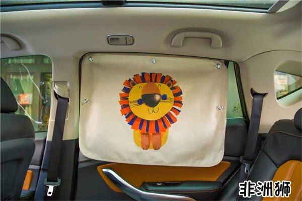 Cartoon linen car sun shade curtain, view 3 - MRSLM