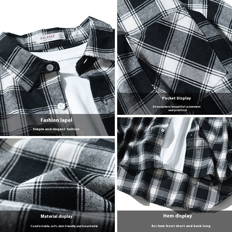 Men's loose plaid shirt jacket, view 6 - MRSLM