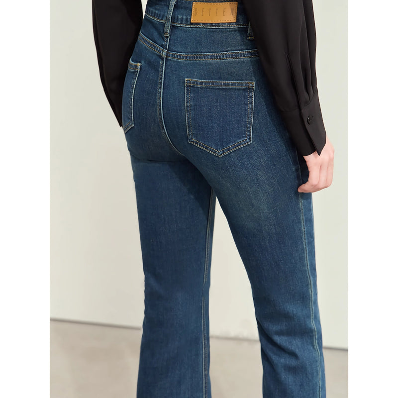 Women's retro slim fit flare jeans, view 9 - MRSLM