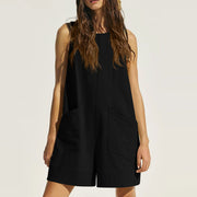 Women's sleeveless shorts jumpsuit with pockets, view 15 - MRSLM