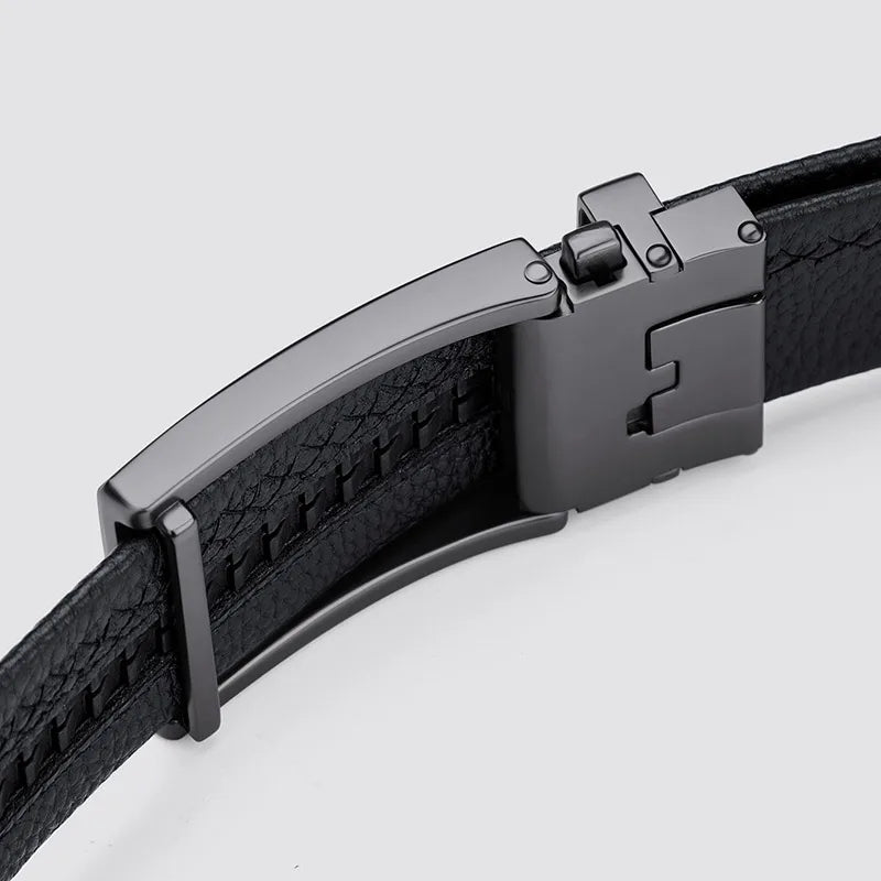 men's leather belt with automatic buckle, view 11 - MRSLM