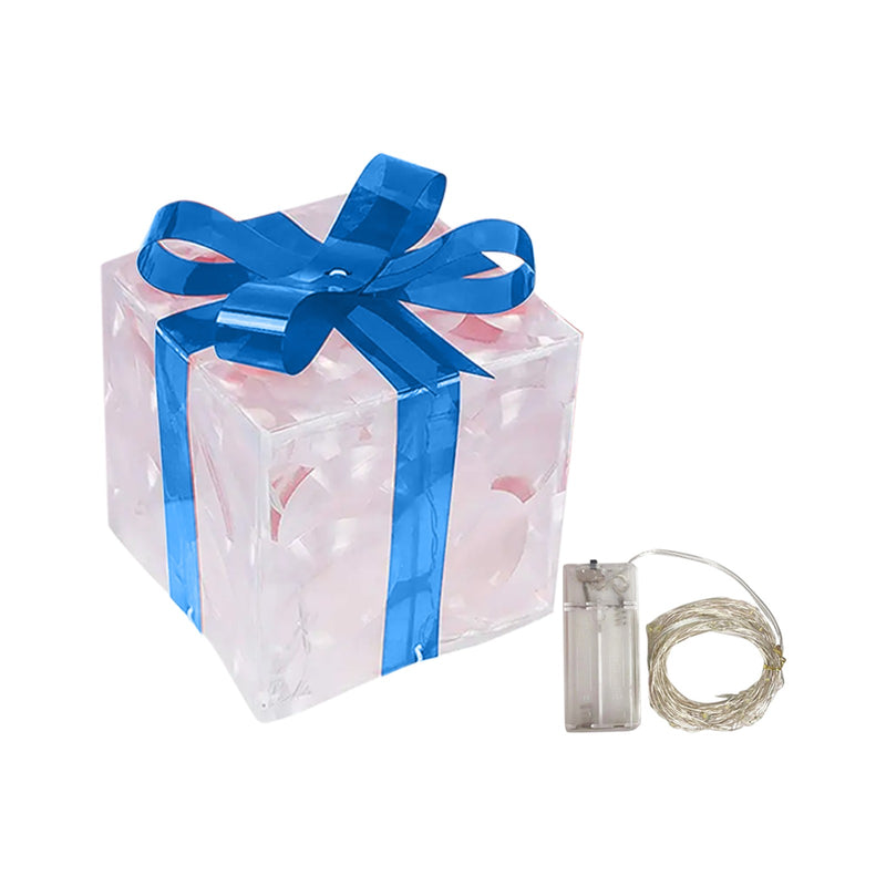 Light-up Christmas gift box decorations with bow - MRSLM