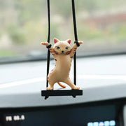 cat on branch car mirror pendant, view 5 - MRSLM