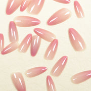 Gradient pink almond glossy fake nail set, view 3 - MRSLM