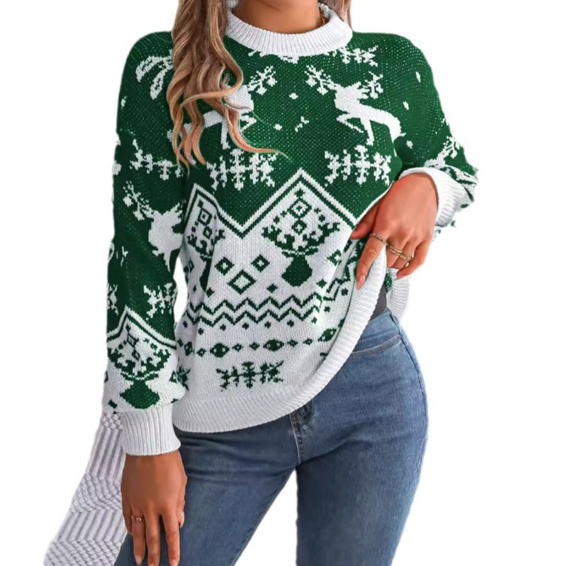 Women's Christmas deer knit sweater, view 4 - MRSLM