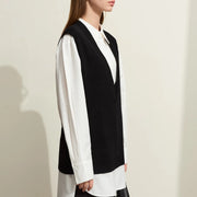 minimalist wool knitted vest, view 6 - MRSLM