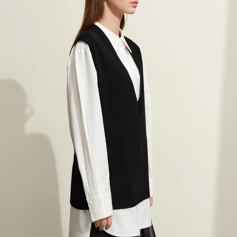 minimalist wool knitted vest, view 6 - MRSLM