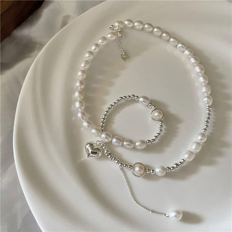 S925 silver love pearl necklace, view 3 - MRSLM
