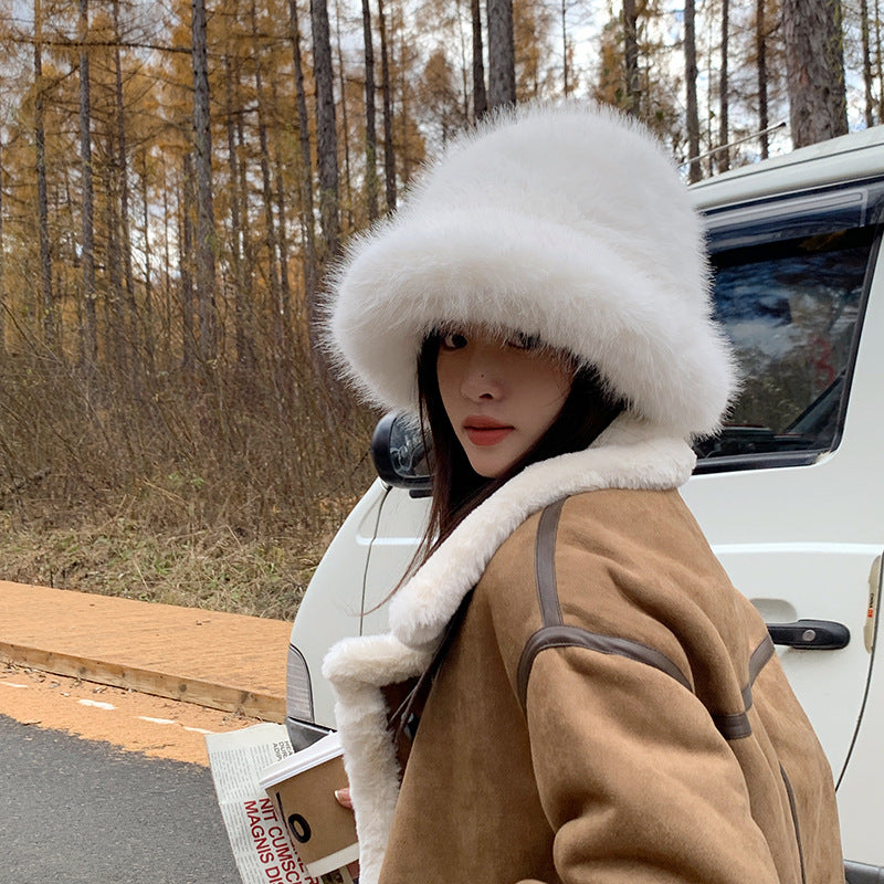 Women Autumn Winter Plush Bucket Hat