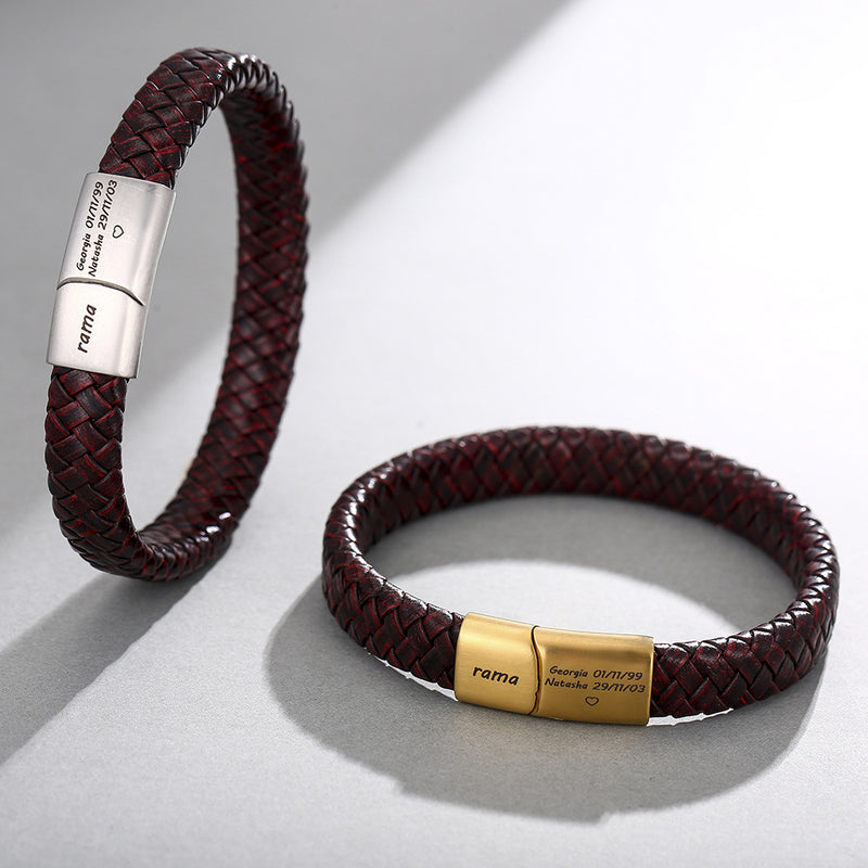 men's leather magnetic buckle bracelet, view 6 - MRSLM