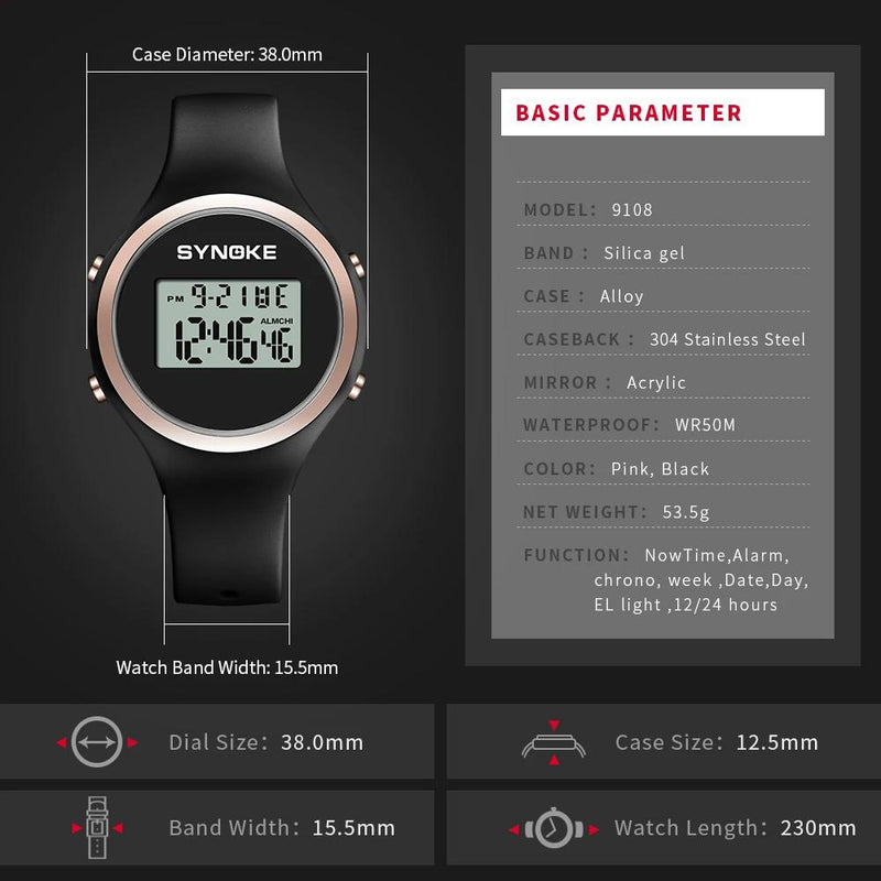 women's waterproof digital sports watch, view 8 - MRSLM