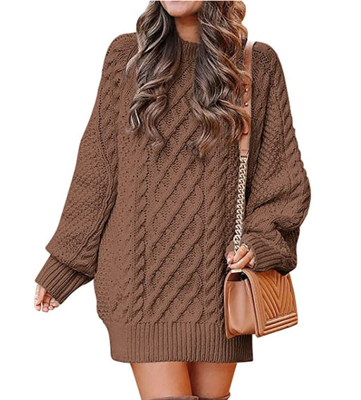women's twisted knit round neck pullover sweater, view 7 - MRSLM