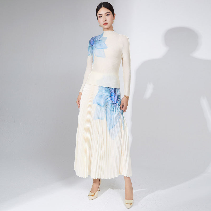 women's blouse and floral pleated skirt autumn suit, view 9 - MRSLM