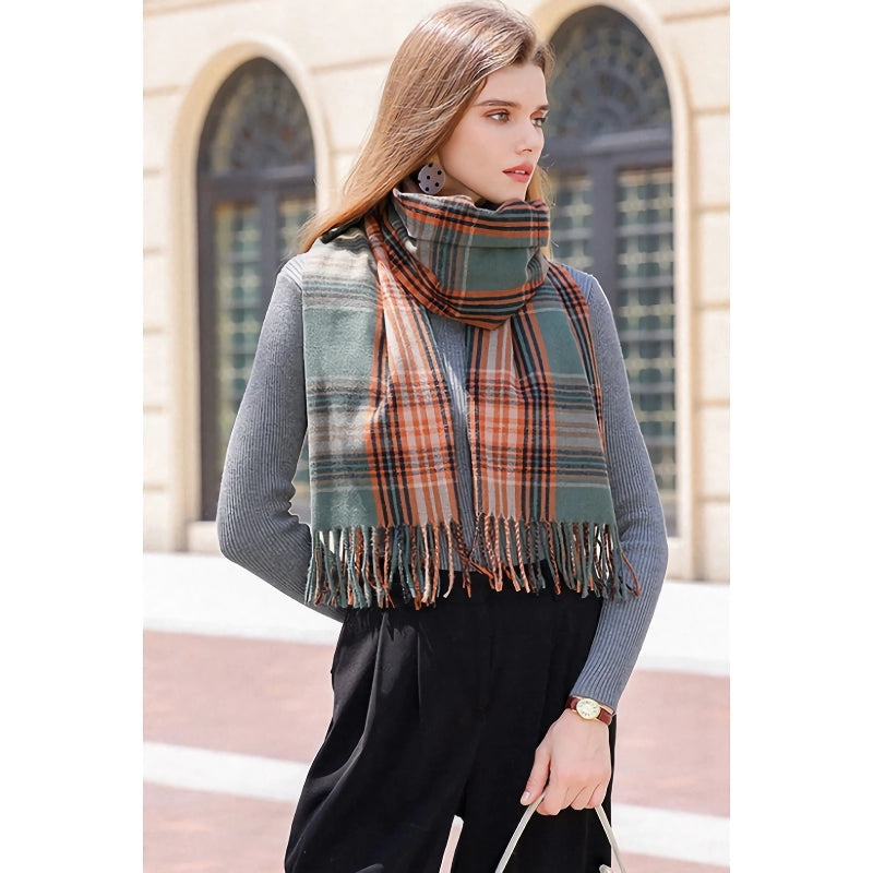 imitation cashmere plaid winter scarf, view 10 - MRSLM