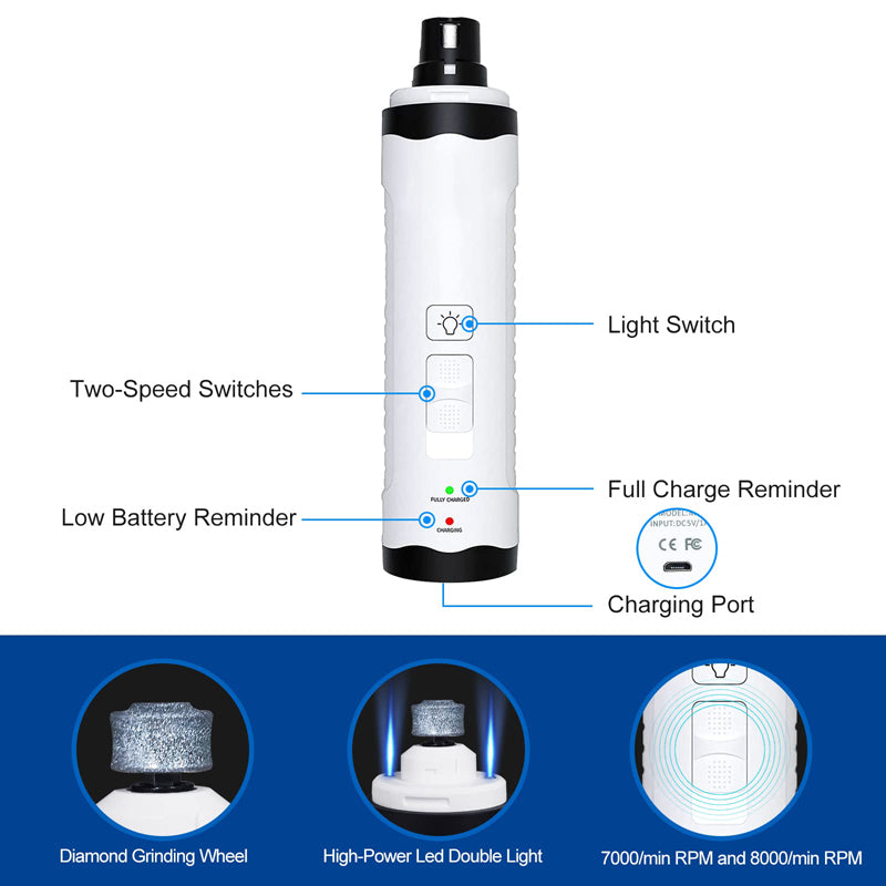 usb rechargeable pet nail grinder, view 3 - MRSLM
