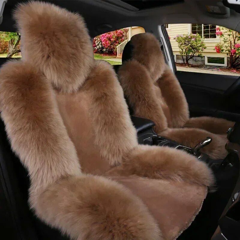 Sheepskin wool car seat cushion, view 2 - MRSLM