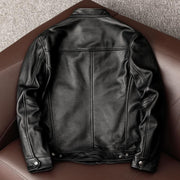 men's stand collar leather coat, view 2 - MRSLM
