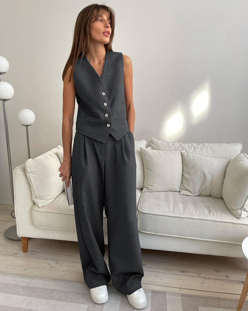 women's summer vest and trousers suit set, view 10 - MRSLM