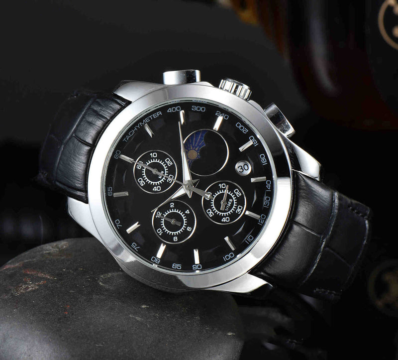 men's six-hand calendar quartz watch, view 3 - MRSLM
