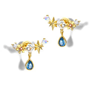 blue water drop silver earrings, view 5 - MRSLM