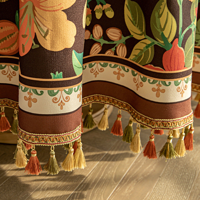 round tassel tablecloth dark brown, view 6 - MRSLM