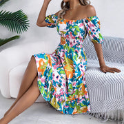 Square collar ruffle A-line dress, view 4 - MRSLM