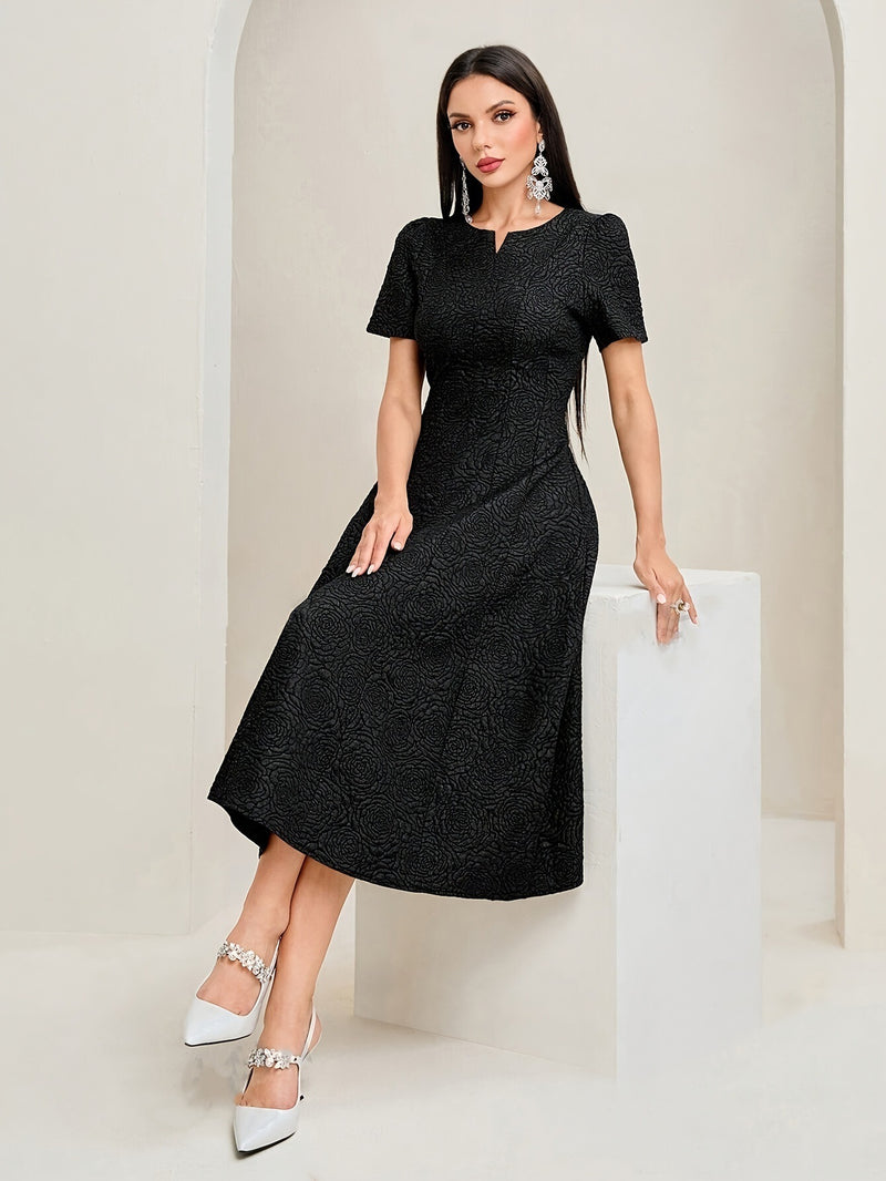 solid color short sleeve dress, view 5 - MRSLM