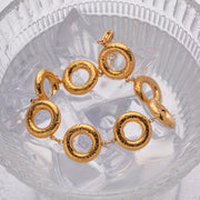 gold doughnut bangle bracelet, view 7 - MRSLM