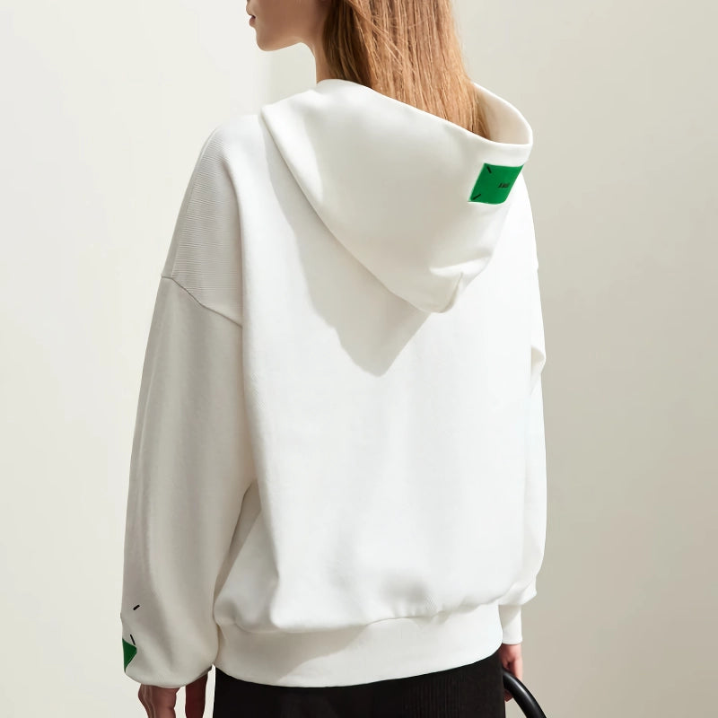 hooded cotton hoodie with geometric embroidery, view 6 - MRSLM