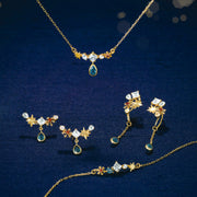 S925 silver 14K gold-plated blue drop necklace, view 4 - MRSLM