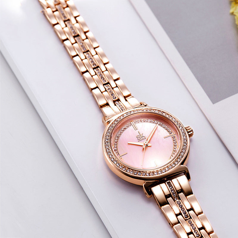rose gold shell dial women's watch, view 6 - MRSLM