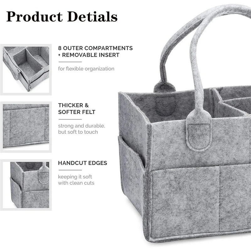 felt diaper storage bag, view 4 - MRSLM
