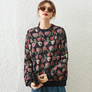 retro floral print loose-fit sweatshirt, view 2 - MRSLM