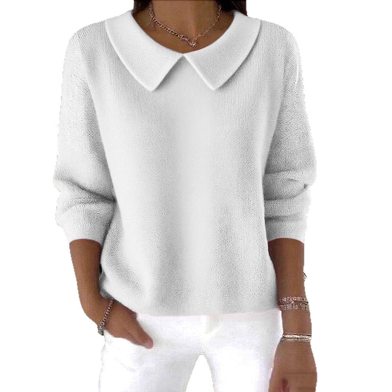 women's loose solid color long-sleeve top, view 3 - MRSLM