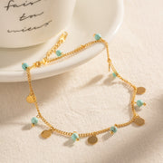 Stainless steel natural stone tassel anklet - MRSLM