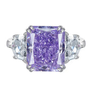 silver square high carbon stone ring, view 2 - MRSLM