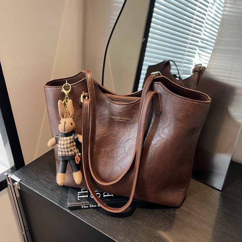 textured bucket tote bag, view 9 - MRSLM