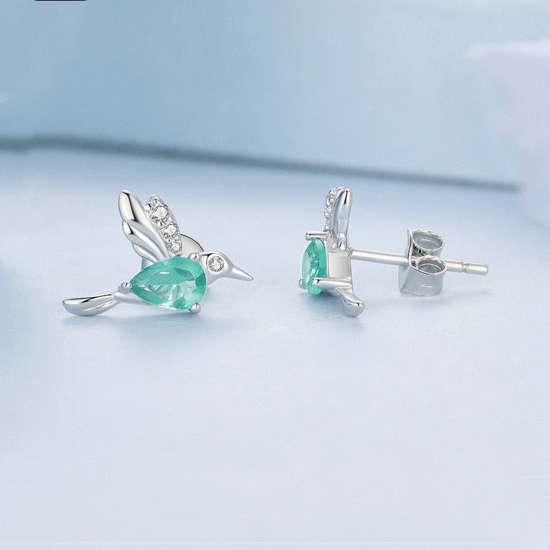 women's silver gem-set earrings, view 2 - MRSLM
