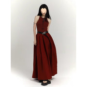 women's red vest dress, view 2 - MRSLM
