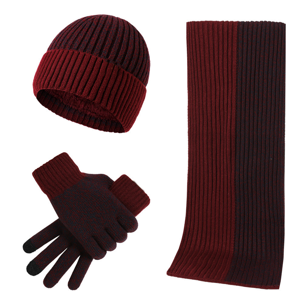 Men's Knit Hat, Scarf and Gloves Winter Set