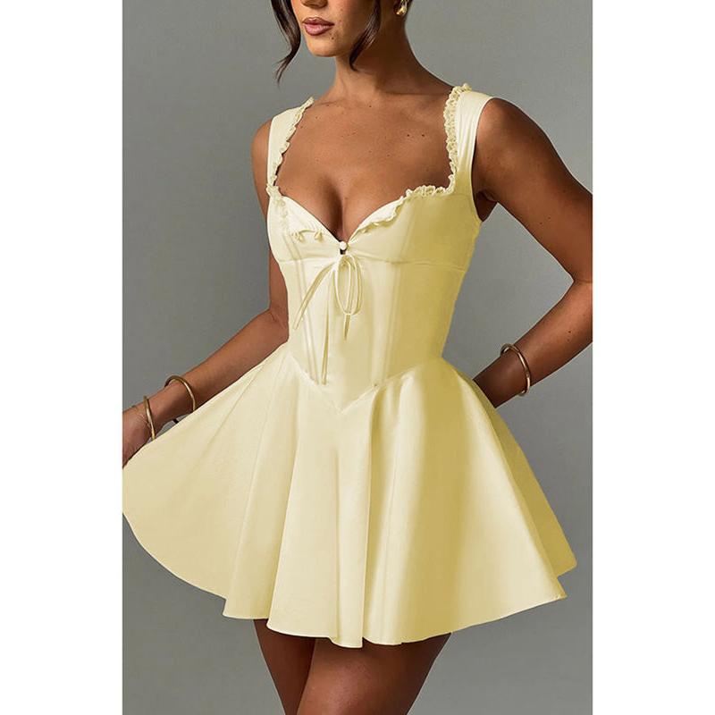 lace-up a-line summer party dress, view 4 - MRSLM
