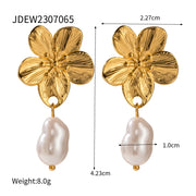Floral pearl drop earrings, view 2 - MRSLM