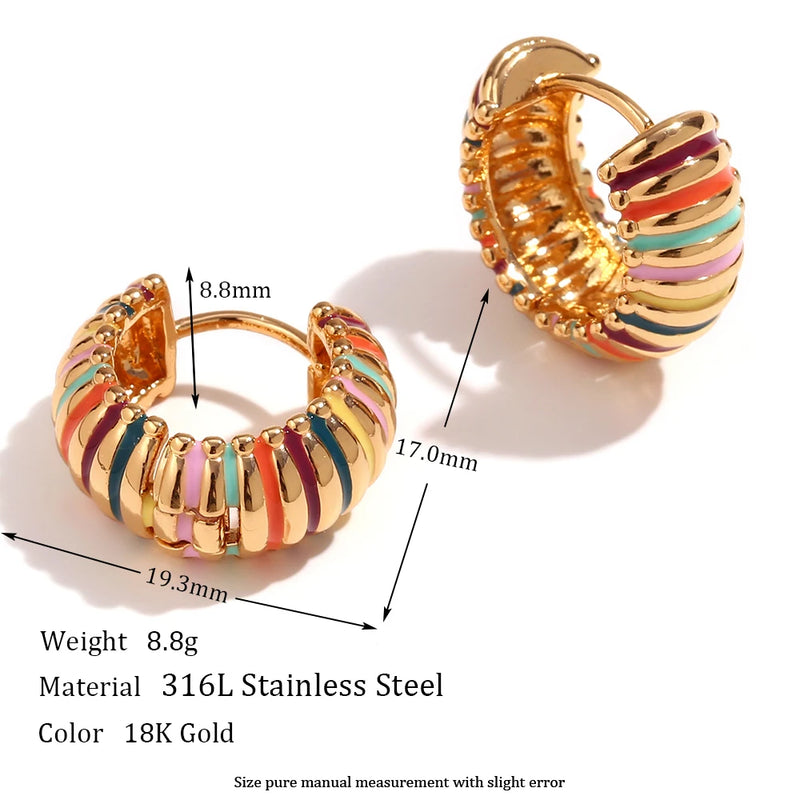 colorful enamel textured hoop earrings, view 2 - MRSLM