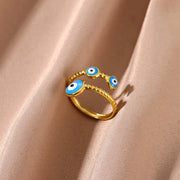 gold evil eye stainless steel ring, view 5 - MRSLM