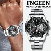 classic silver men's quartz watch, view 7 - MRSLM