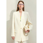 v-neck loose mid-length blazer, view 4 - MRSLM
