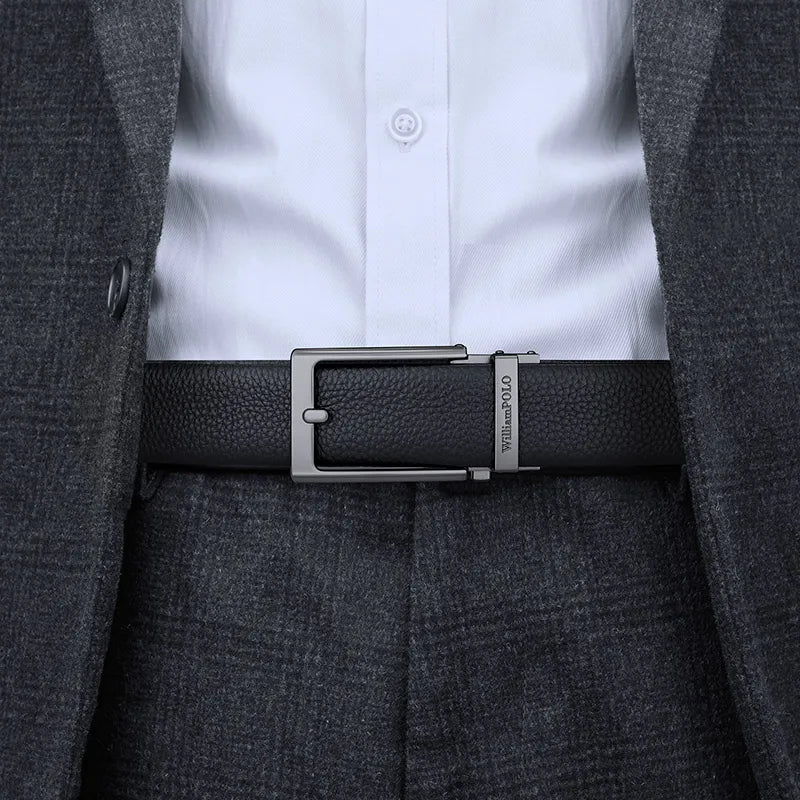 men's leather belt with automatic buckle, view 6 - MRSLM