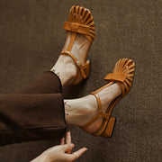leather gladiator square heel sandals - MRSLM