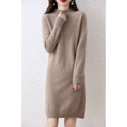 half-high collar woolen dress, view 8 - MRSLM