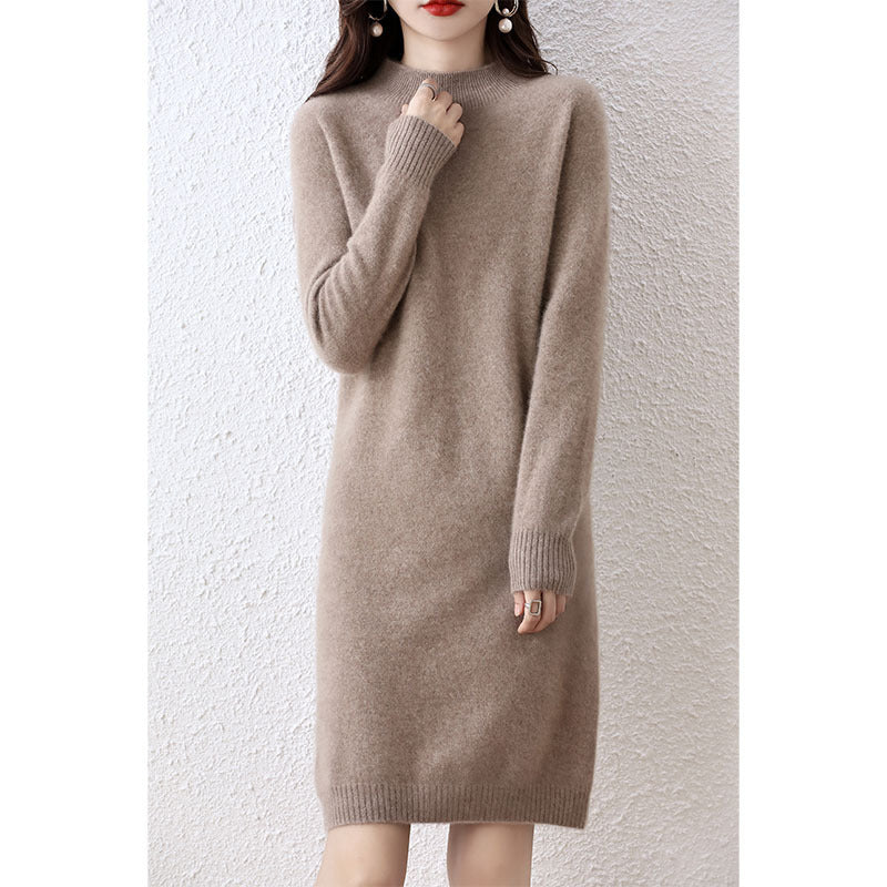 half-high collar woolen dress, view 8 - MRSLM